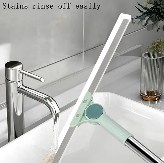 voltonix 50-Inch Rotating Floor Squeegee, Heavy Duty Bathroom Wiper with 180-Degree Swivel Head,Multifunctional Magic Broom Floor Squeegee with Long Handle Adjustableq 