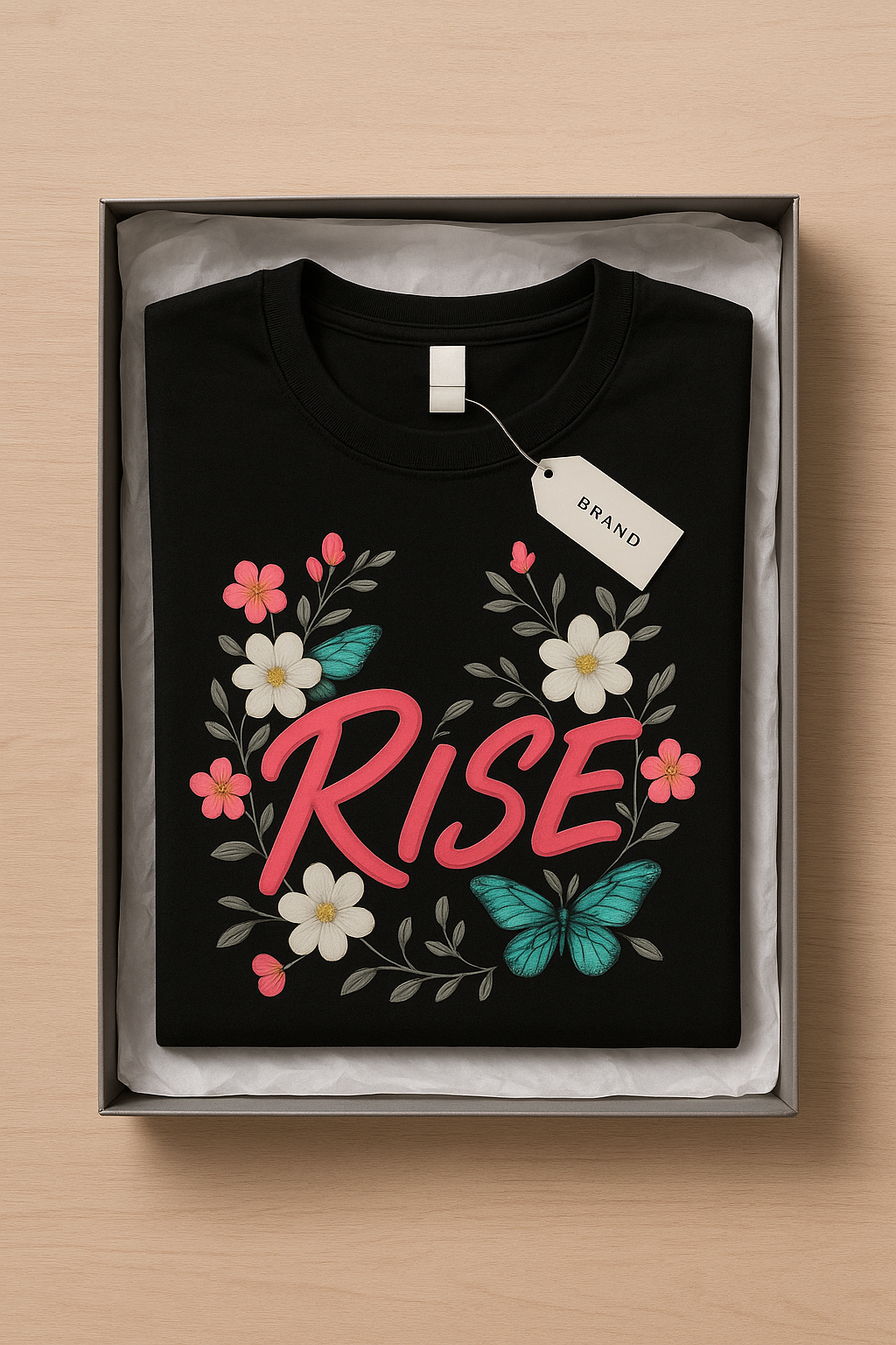 Rise & Flourish: Vibrant Floral Butterfly Tee