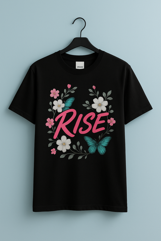 Rise & Flourish: Vibrant Floral Butterfly Tee