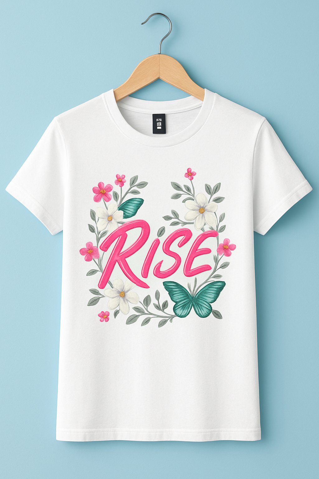 Rise & Flourish: Vibrant Floral Butterfly Tee
